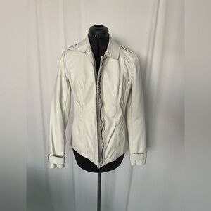 Chico's Cream Faux Leather Moto Jacket Size 0